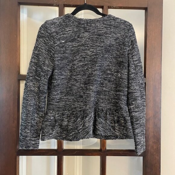 J.Crew Black and White Tweed Peplum Zip Blazer, Size Small - Picture 6 of 6